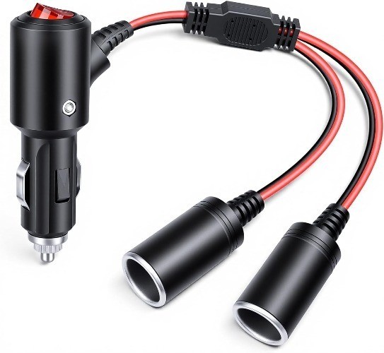 Car Cigarette Lighter Splitter with On Off Switch 1 to 2 Cigarette Lighter Adapt
