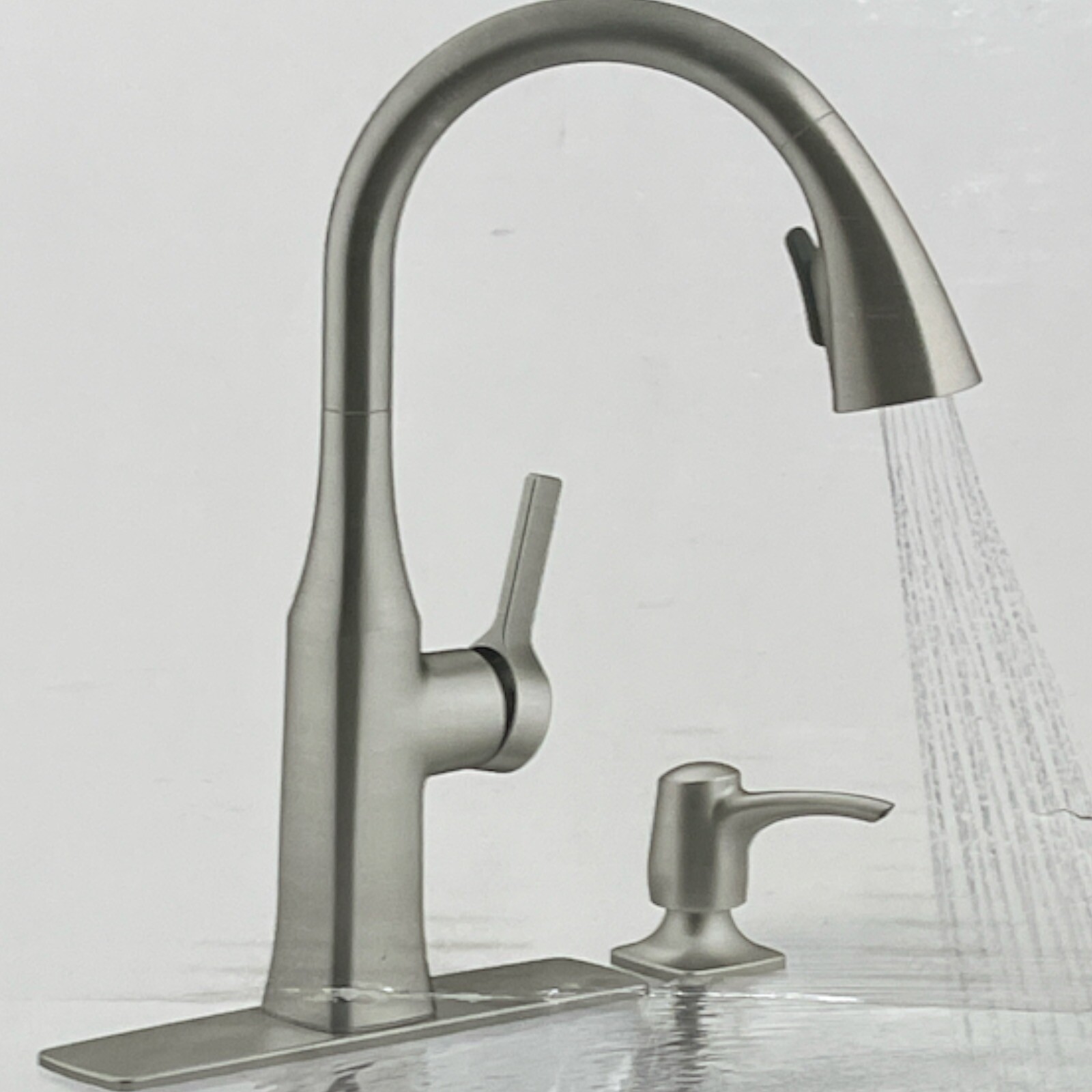 Kohler Rubicon Single Handle Pull Down Kitchen Faucet With Soap Dispenser-(S2)