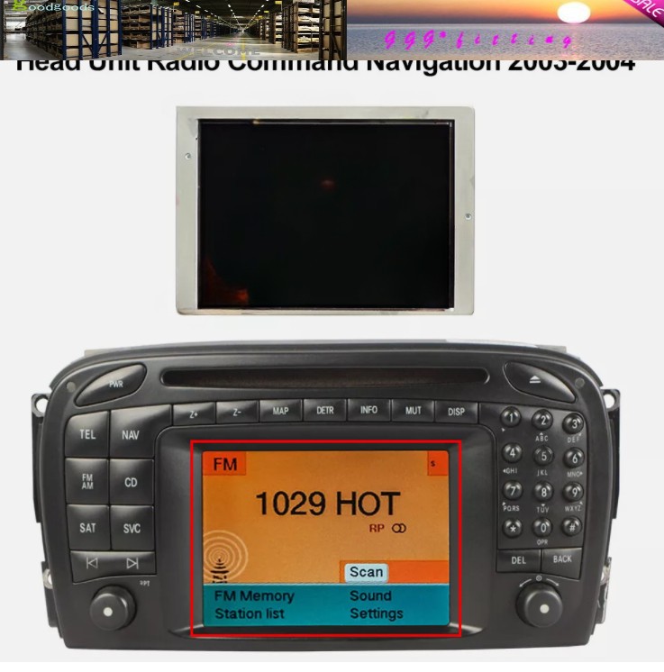 Display for Mercedes R230 SL500 SL55 AMG Head Unit Radio Command 2.0 Navigation