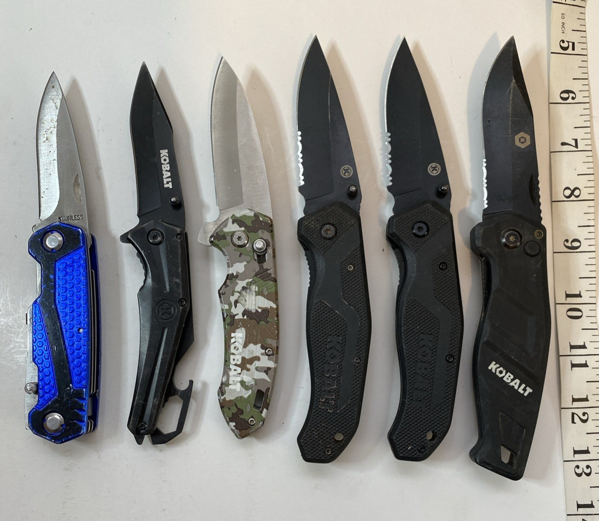 Kobalt Knife Lot of 6 – Pocket Knives with Colorful & Camo Handles