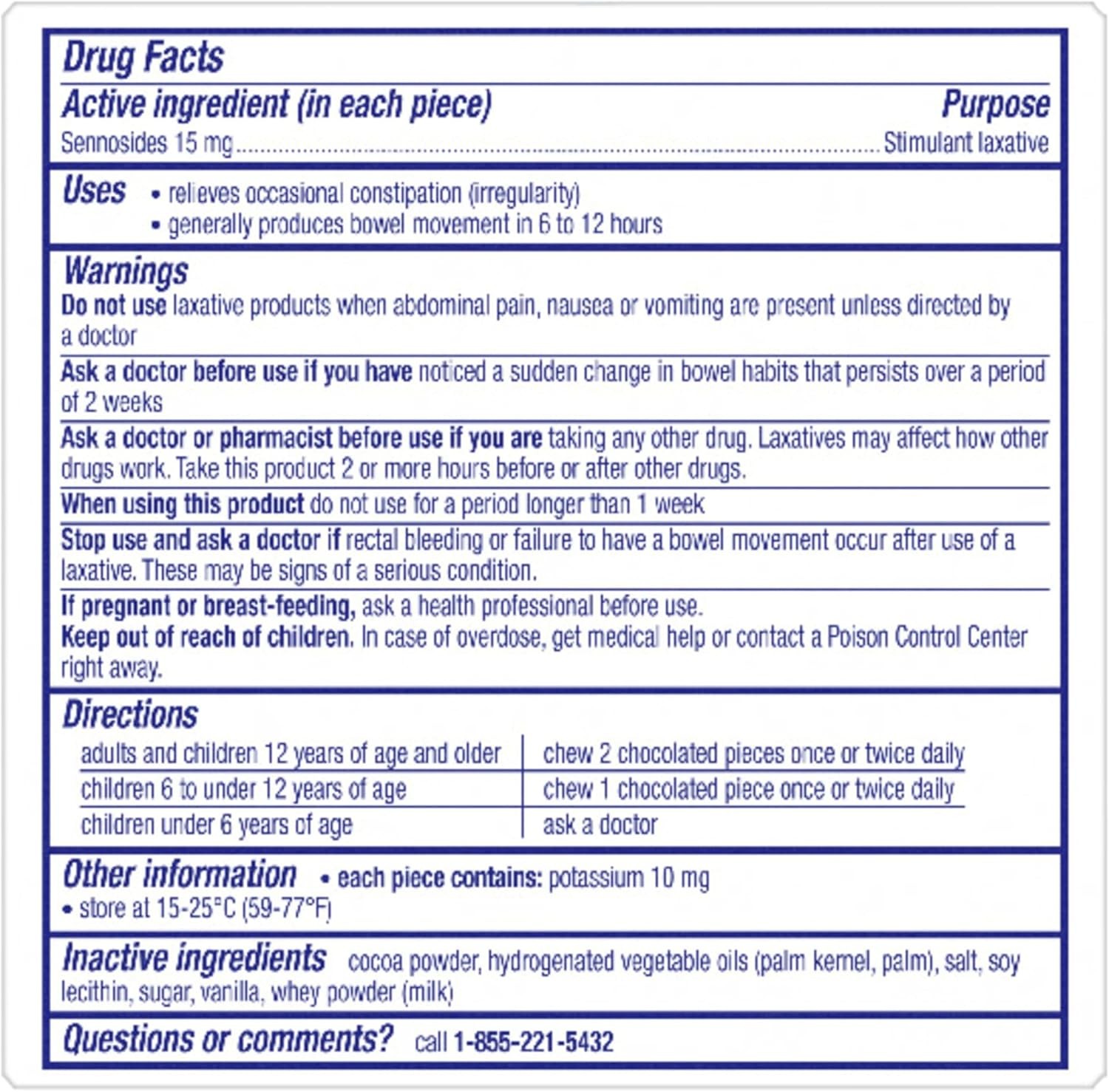 Regular Strength Chocolated Stimulant Laxative Constipation Relief Pills for Occ