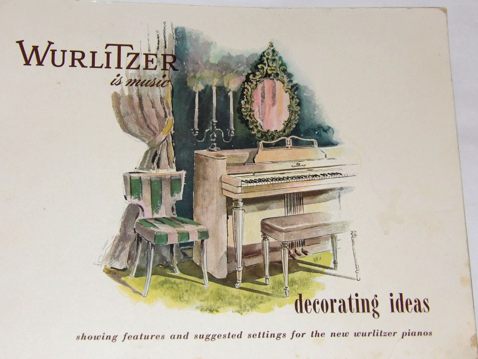 VINTAGE 1947 ILLUSTRATED WURLITZER SPINETTE PIANO CATALOG! 5 MODELS! FEATURES!
