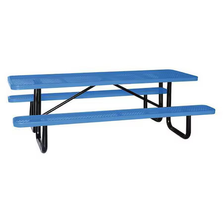 Picnic Table, 96 In L X 62 In W X 29-5/8 In H, Blue, Steel/Thermoplastic
