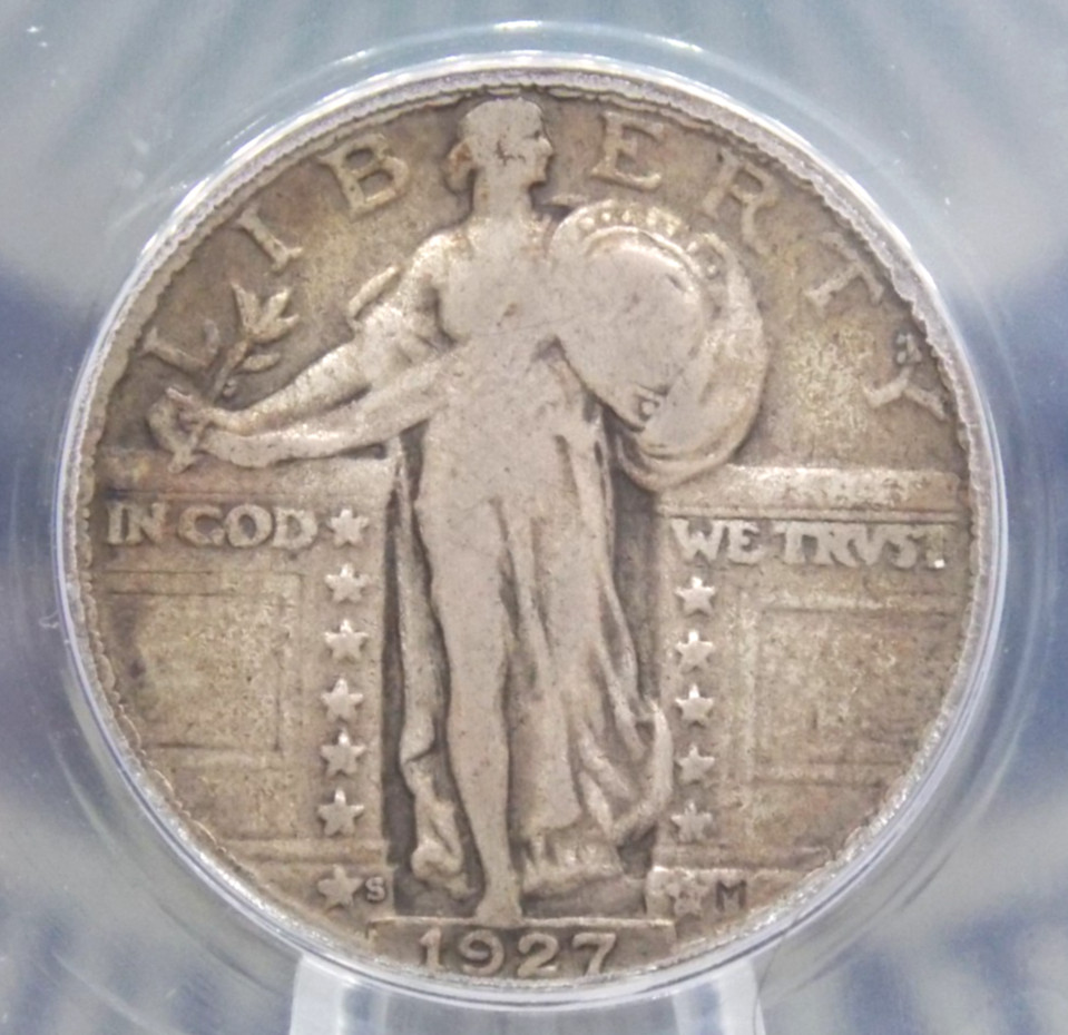 1927 "S" Standing Liberty SILVER Quarter 25c ANACS F12 #334 Fine ECC&C, Inc.