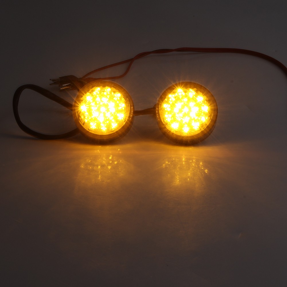 Clear LED Motor Round Smoke Turn Signal Indicator Blinker Light Lamp Amber 12V