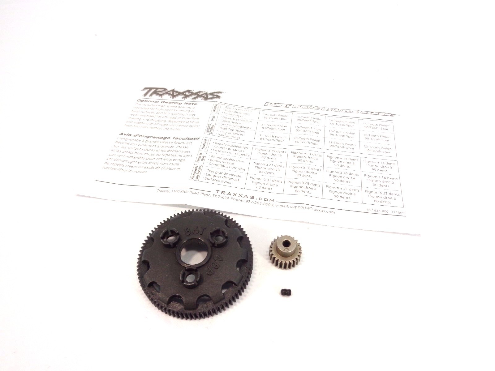 NEW TRAXXAS SLASH 2WD 86T TOOTH SPUR GEAR & STEEL 23T PINION GEAR 48P RUSTLER