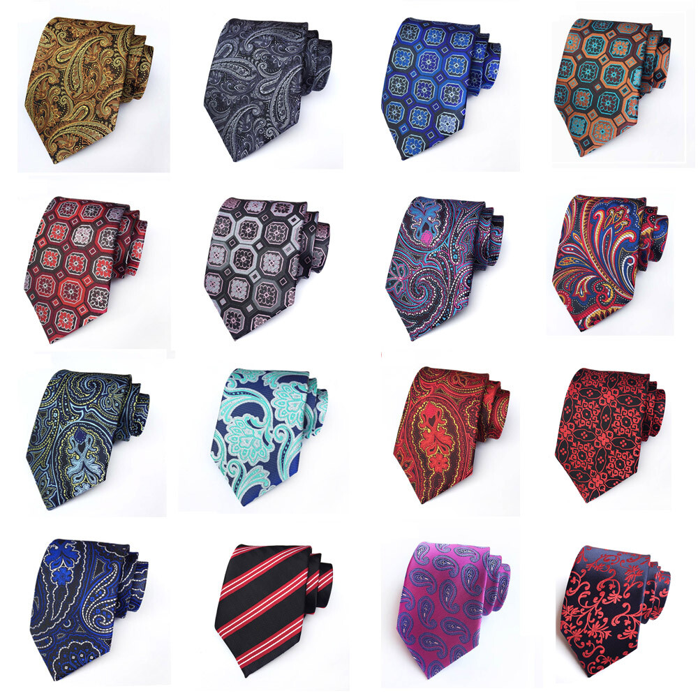 Mens Floral Paisley Jacquard Tie 8CM Wide Wedding Business Necktie