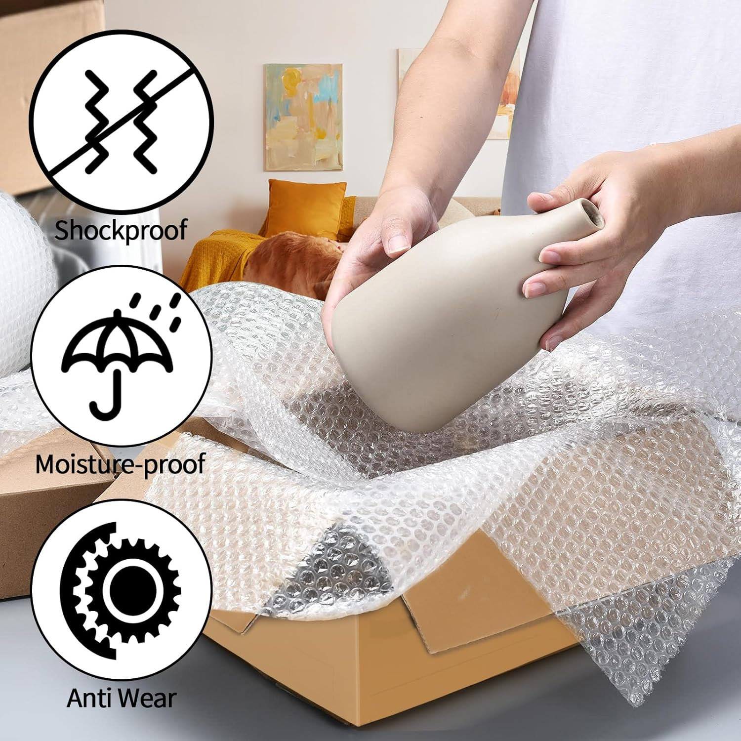2 Pack-12Inchx72Ft Total 3/16" Air Bubble Cushioning Wrap Roll, Bubble Wrap for