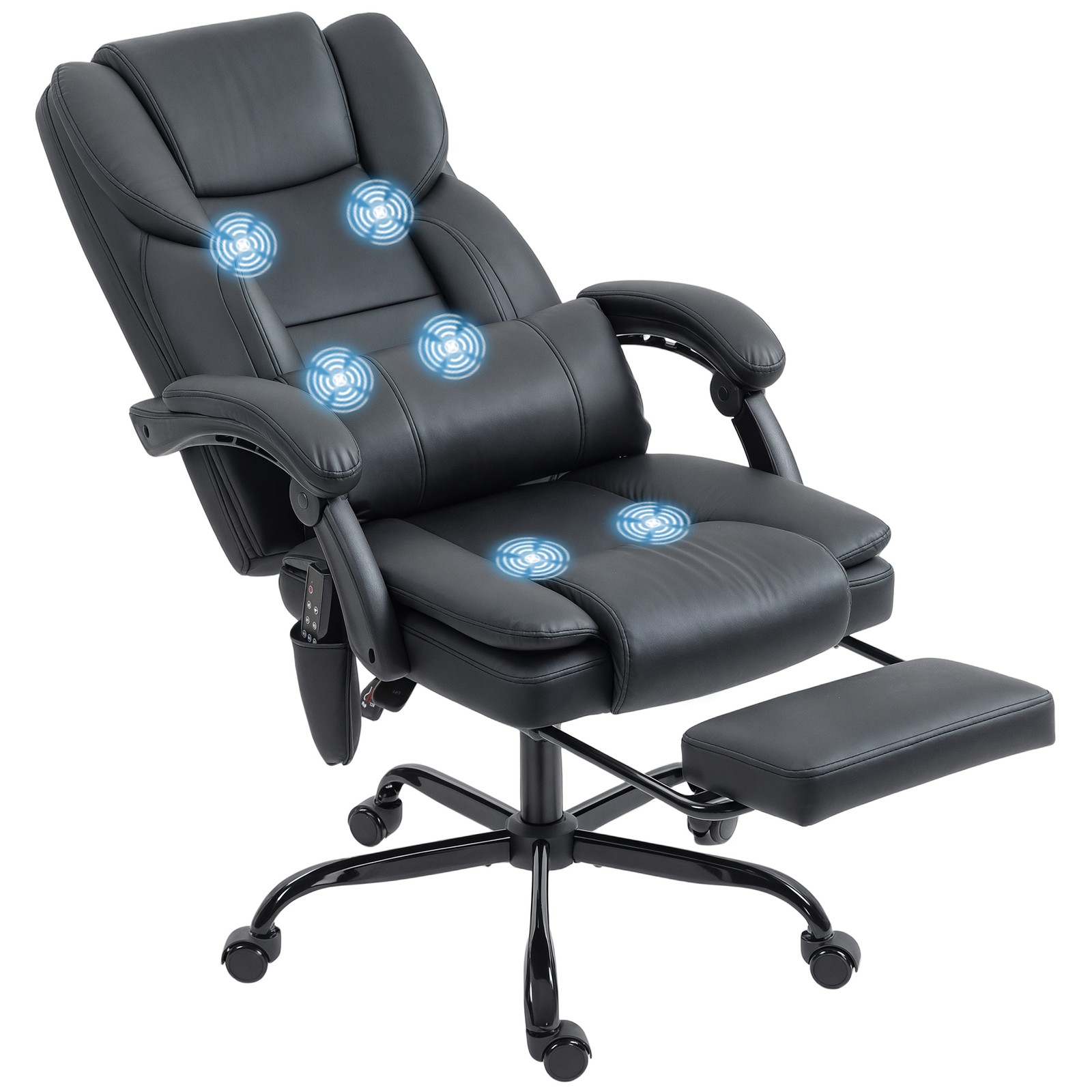 Massage Office Chair w/6 Vibration Points, Pet-Friendly Faux Leather Refurbished