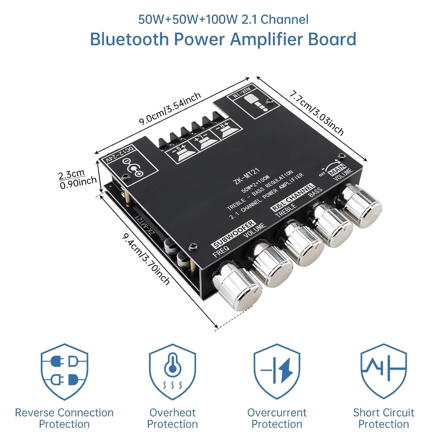 Powerful 200W Mini Bluetooth Amplifier Board with Bass & Treble Control