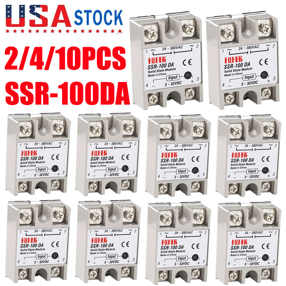 LOT Single Phase Solid State Relay Module DC-AC SSR 100DA 3-32VDC 24-380VAC NEW