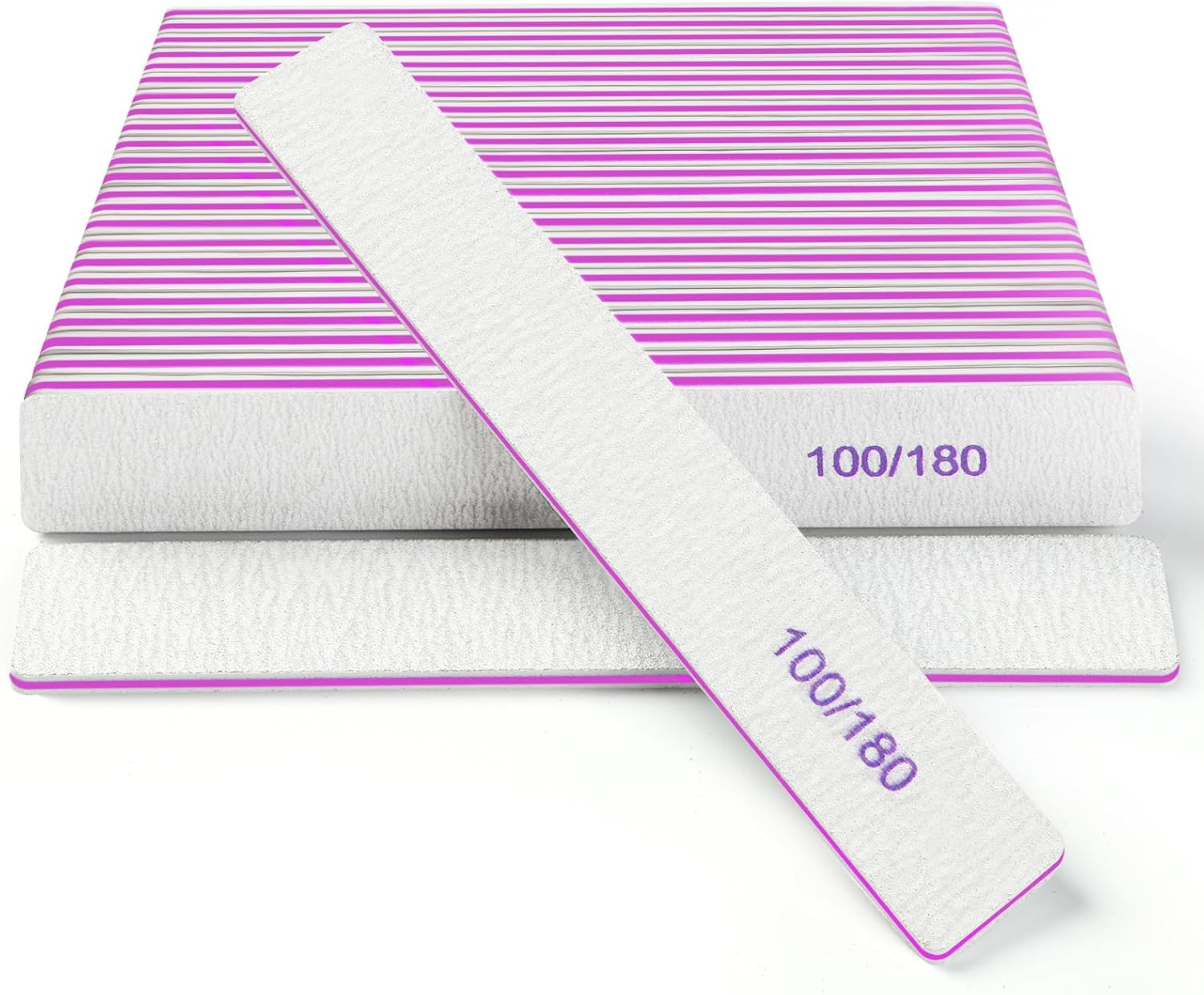 Nail Files (18 Pack), 100/180 Grit Double Sided Emery Boards for Natural & Acryl