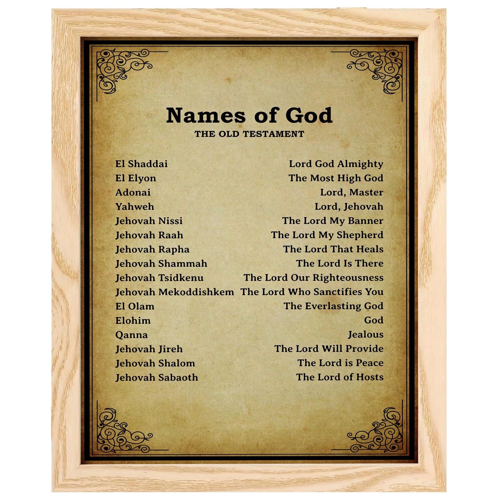 AMERICAN LUXURY GIFTS Names of God Christian 10"L x 8"W, Beige, Black, Brown