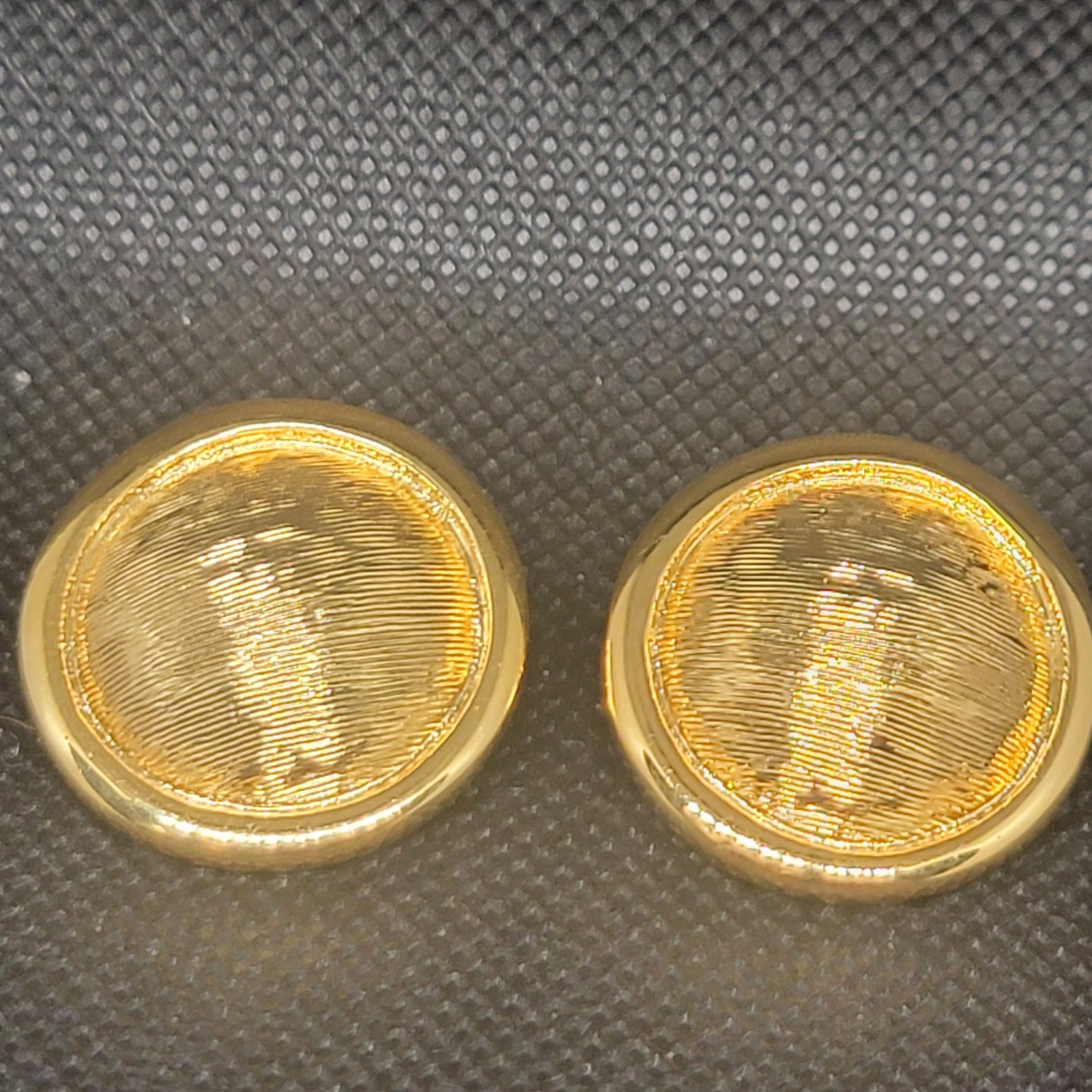 Vintage Napier Domed Button Pierced Earrings Brushed Goldtone Textured Signed