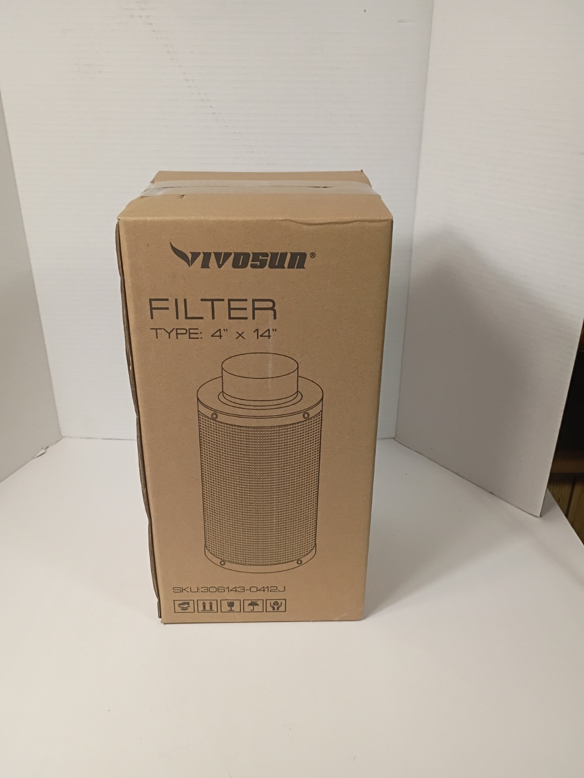 Vivosun Filter 4" x 14" Air Carbon Filter Odor Control Open Box New
