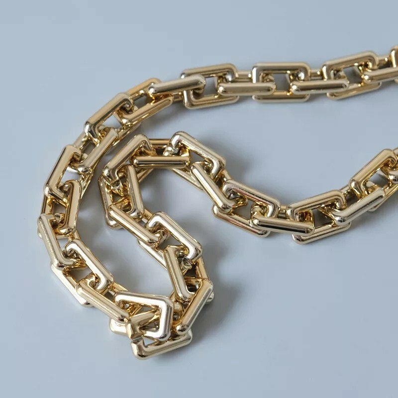 Chunky statement chain Bag strap gold square 60cm shoulder baguette pochette