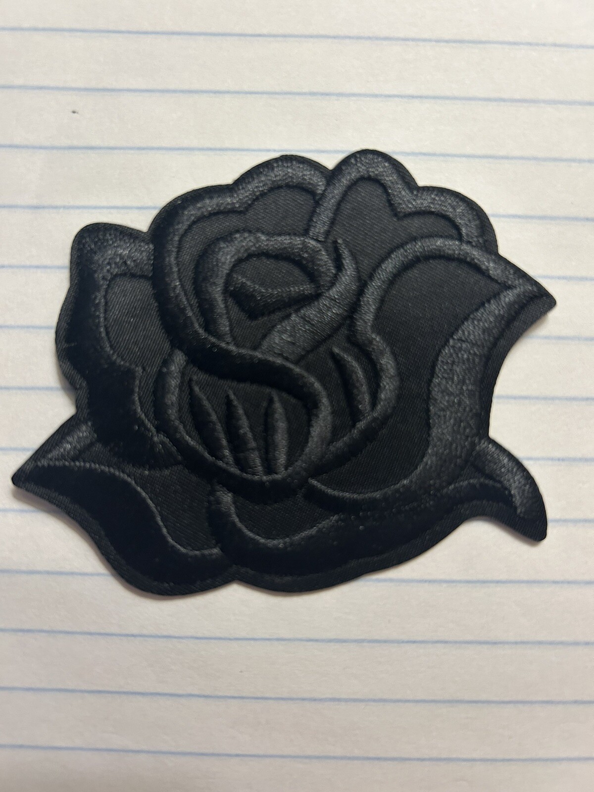 Black Rose Bud Flower Plants Embroidered Iron On Patch Punk Biker Floral gothic