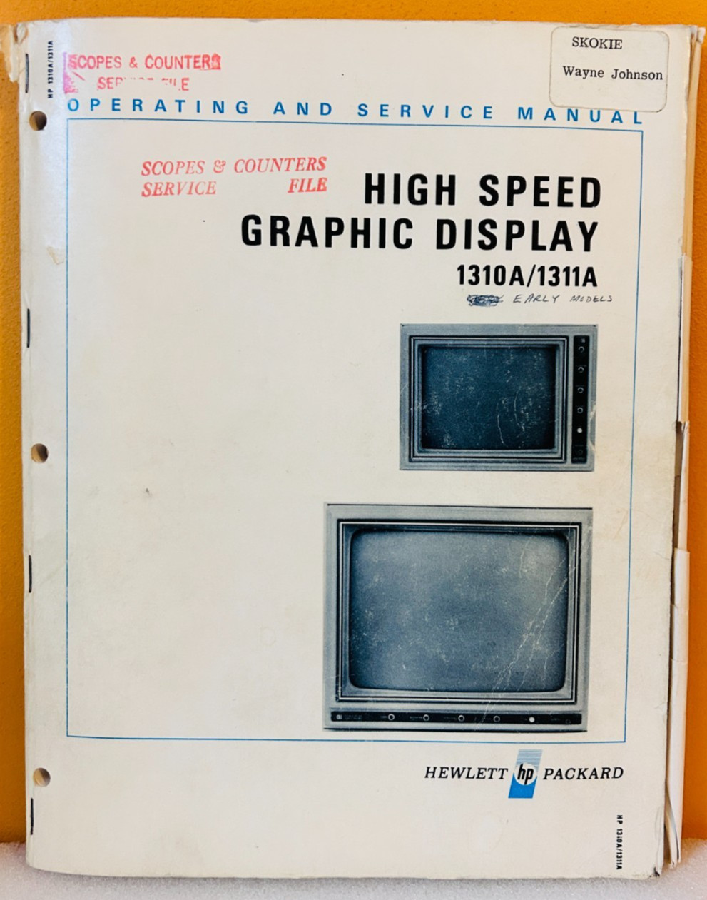 HP 5951-8723 Models 1310A/1311A High Speed Graphic Display Oper & Service Manual