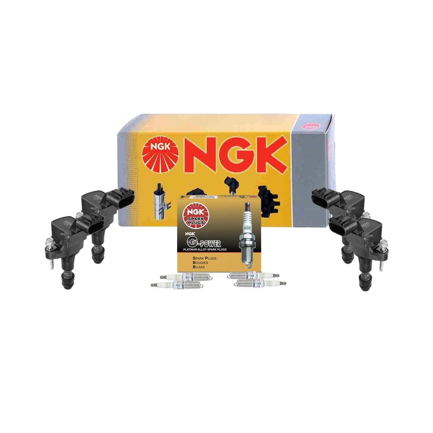 NGK 4 Ignition Coils & 4 G-Power Spark Plugs Kit For Buick Chevy GMC Pontiac L4