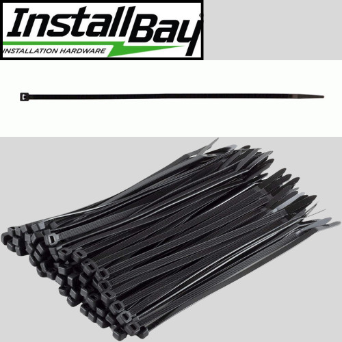INSTALL BAY BCT8 / BLACK 8" CABLE TIES - ( 100 PACK )  - 8 INCH BLACK ZIP TIES