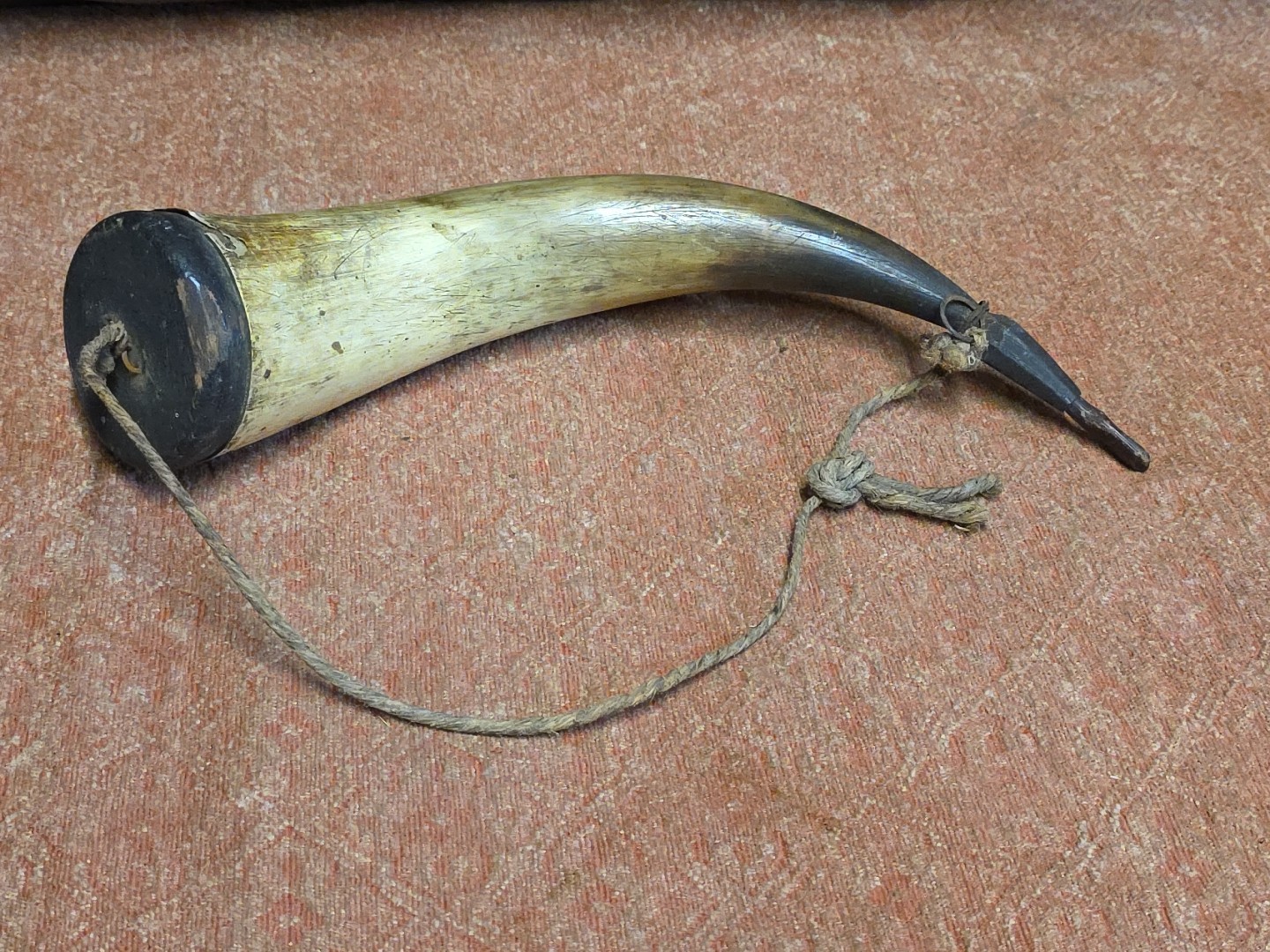 Antique Bull Horn Powder Keg 12.5"