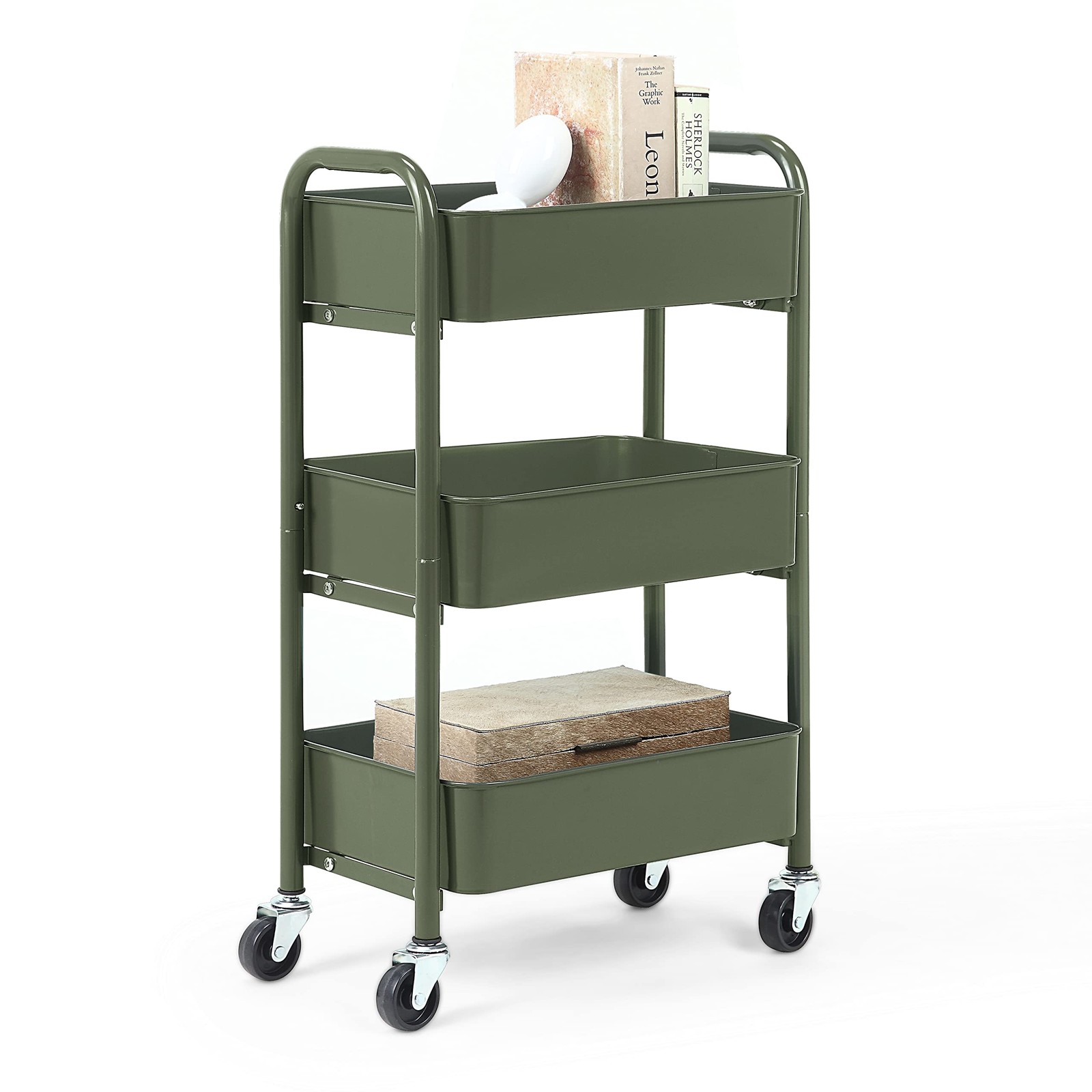 3-Tier Delicate Compact Rolling Metal Storage Organizer - Mobile Utility Cart...