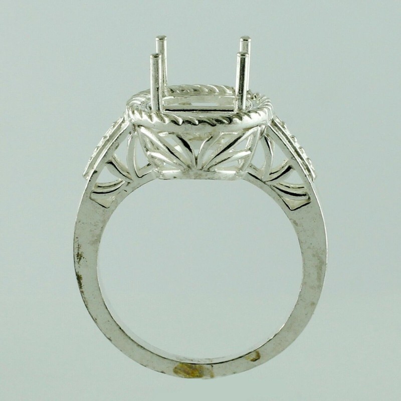 925 Sterling Silver 9mm Round Semi Mount Solitaire Ring For Wedding Ring