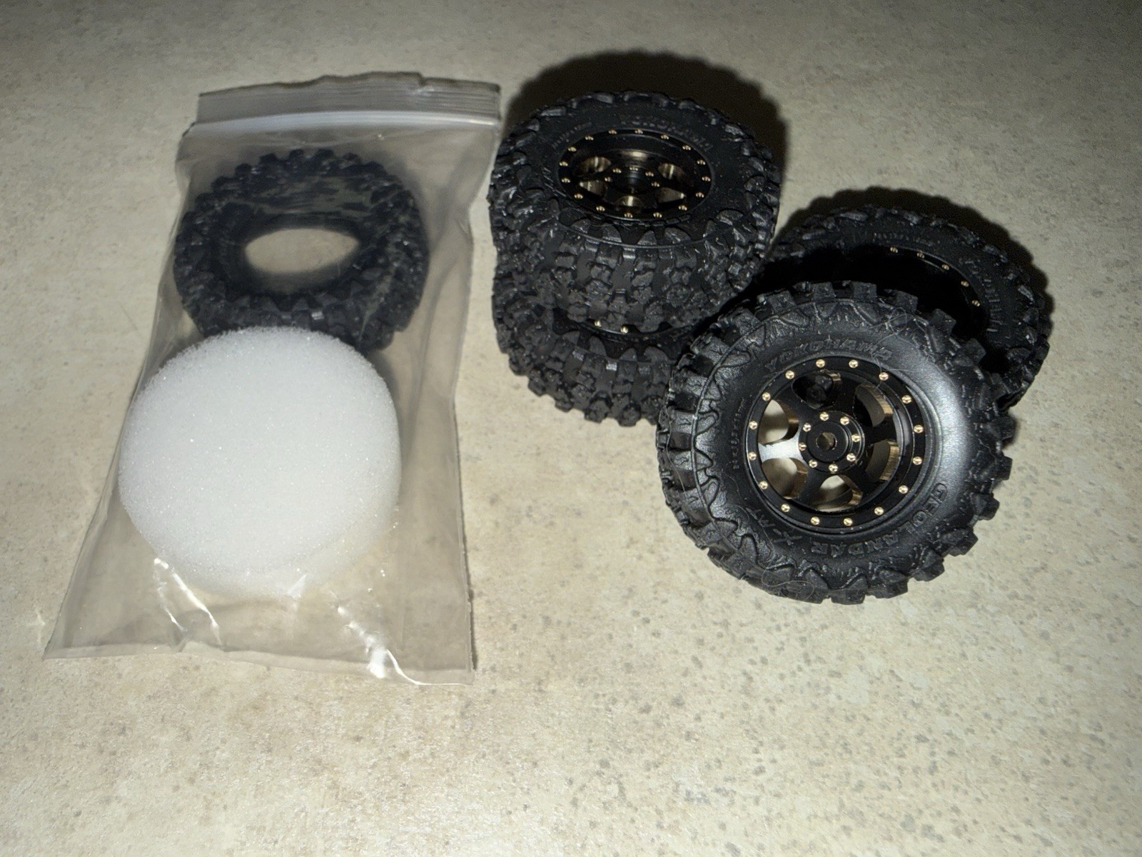 Yokohama GEOLANDAR X-MT Tire Set on Brass Wheels, Axial SCX30 1:30