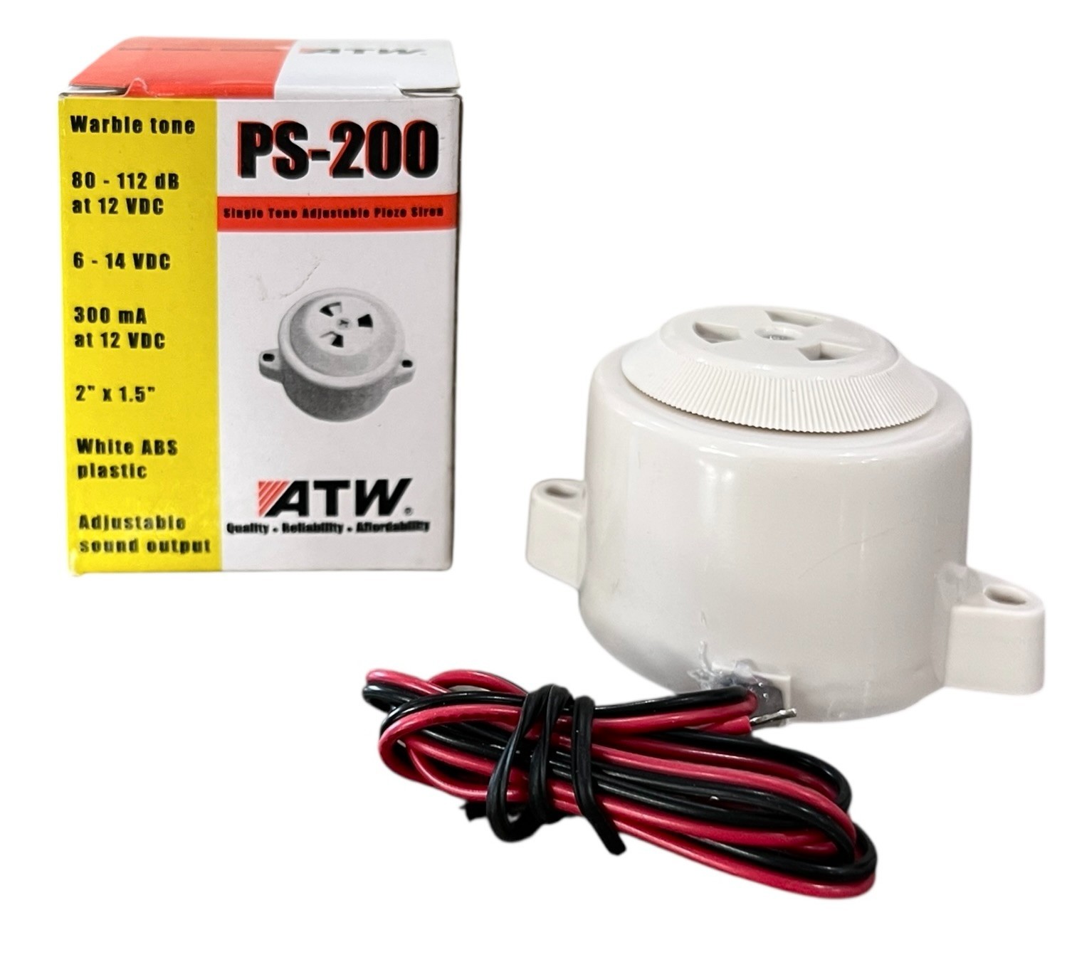 ATW PS-200 Single Tone Adjustable Piezo Siren Warble Tone White