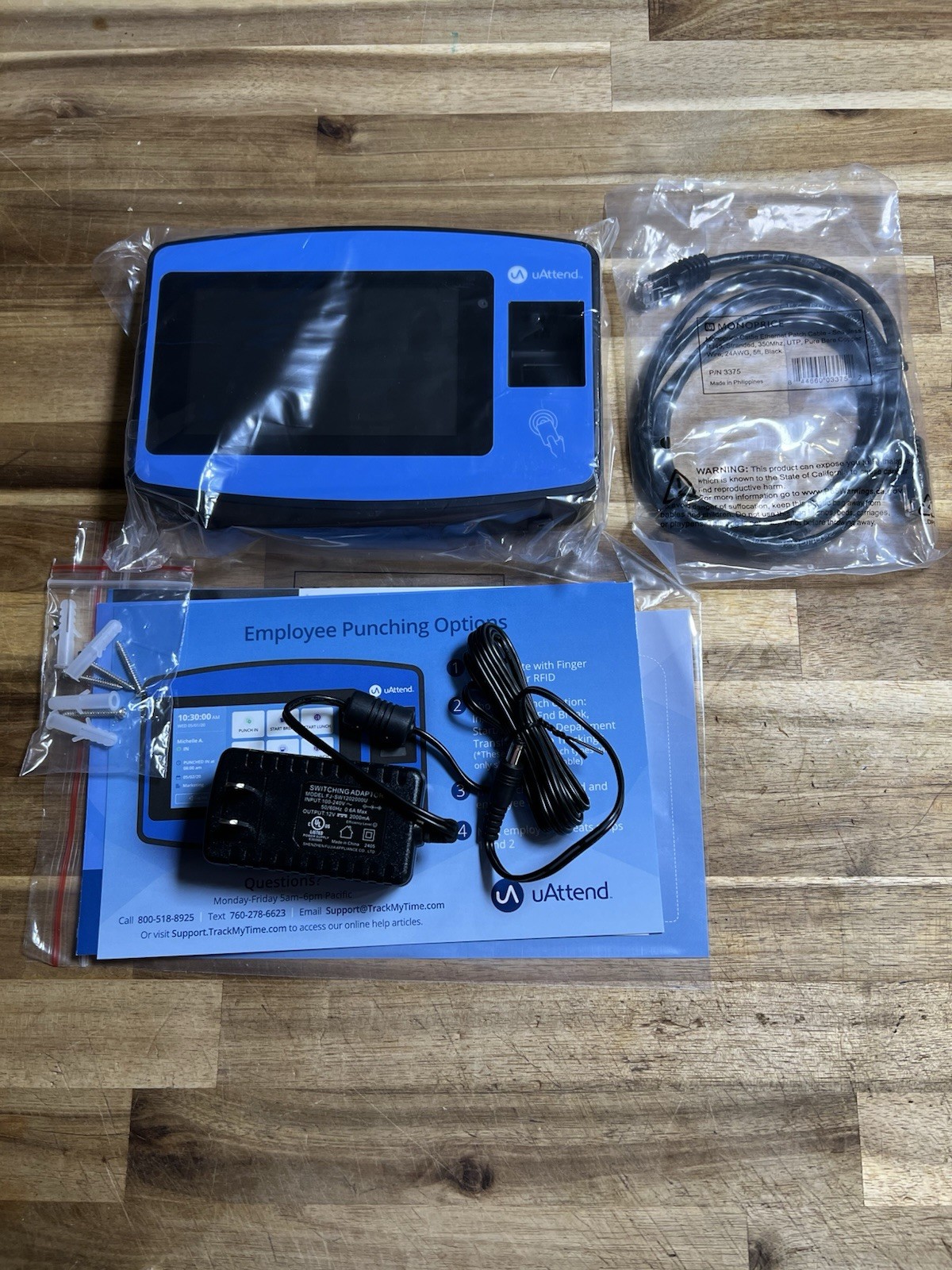 uAttend Biometric Fingerprint Touch Tablet Time Clock System, Blue/Black NX2500