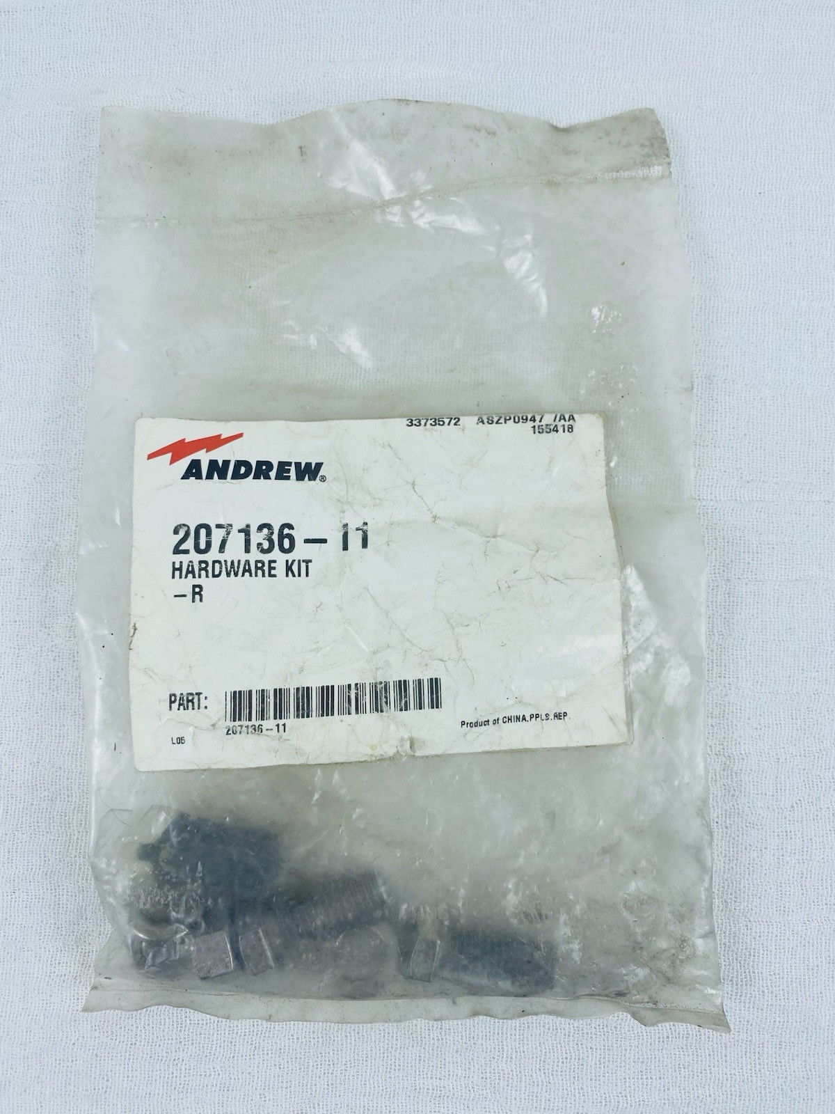 Andrew 207136-11 SS Hardware Kit (2 each) Nuts, Bolts & Washers (1) Lube Tube