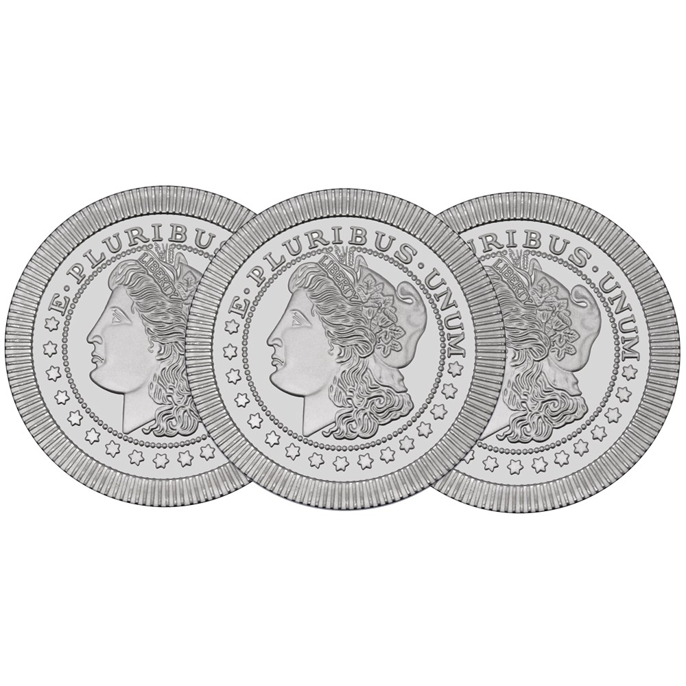 Lot of 3 - 1 Troy oz Morgan Stackable .999 Fine Silver Rounds