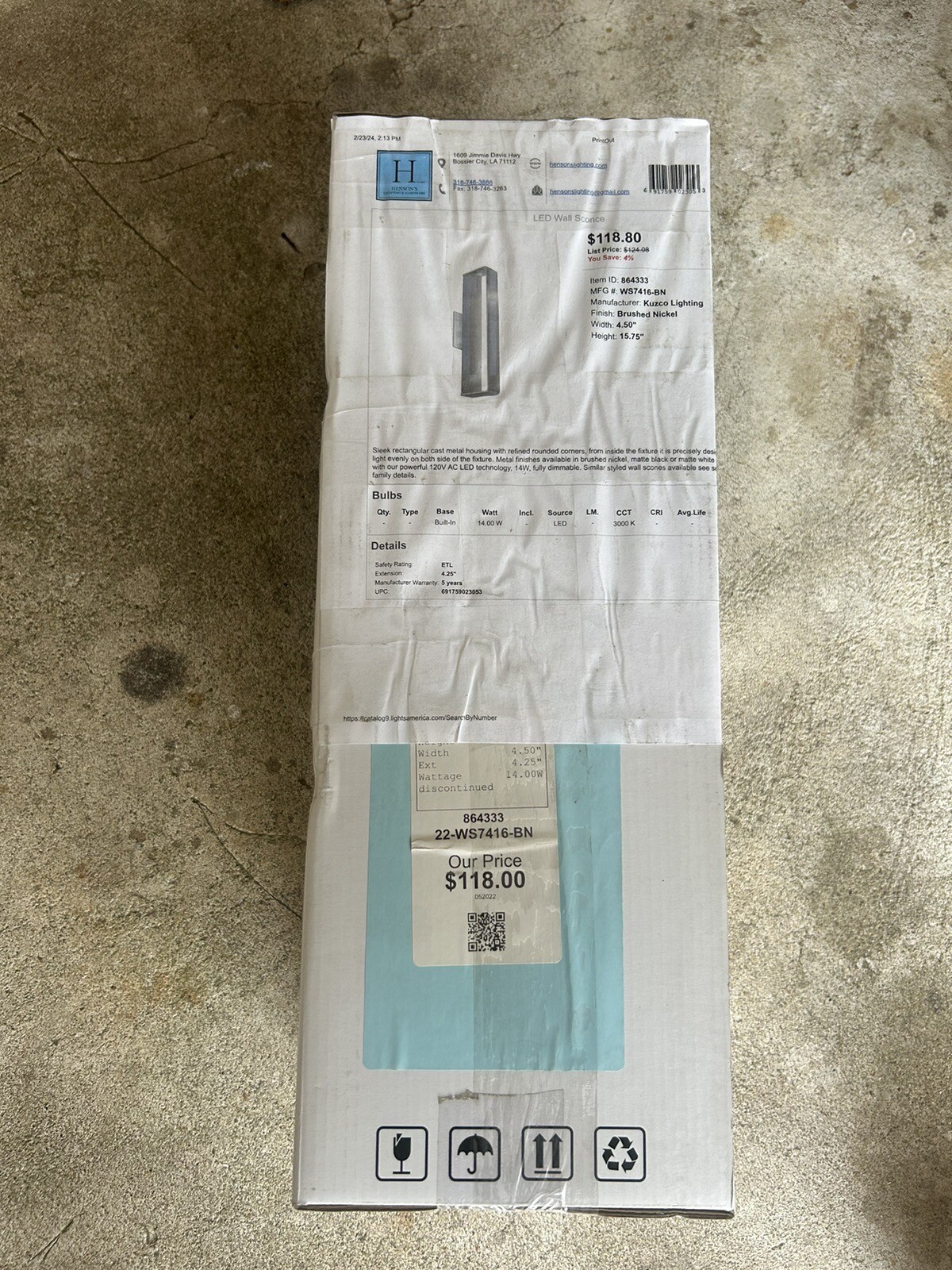Kusco Lighting LED wall Sconce
