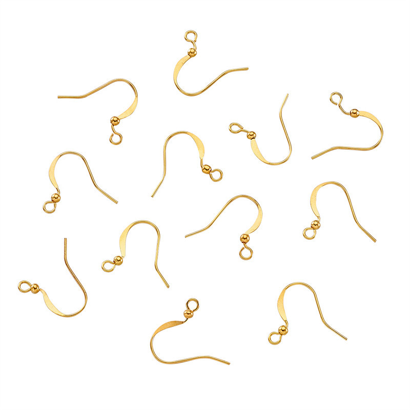 100x Brass Golden Earring Hooks with Bead Charms Jewelry Findings 15mm Hole: 2mm