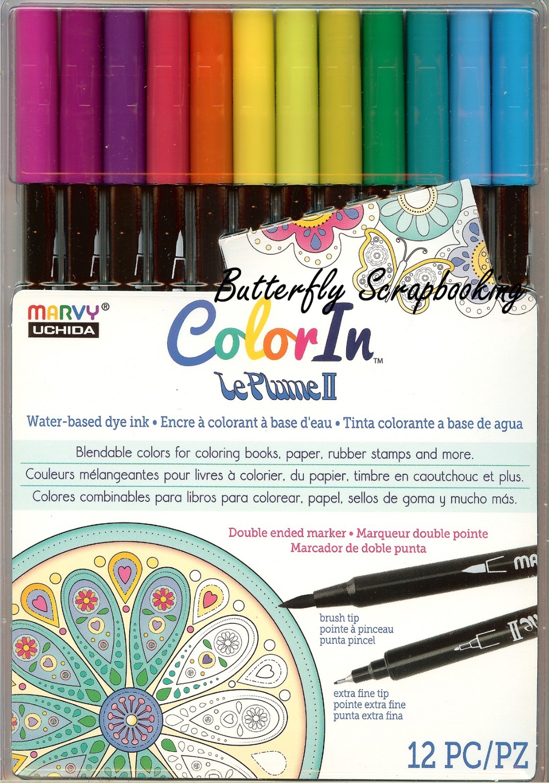 Watercolor MARKER SET 12 Double Ended Marvy Le Plume Set Bright 1122-12J New