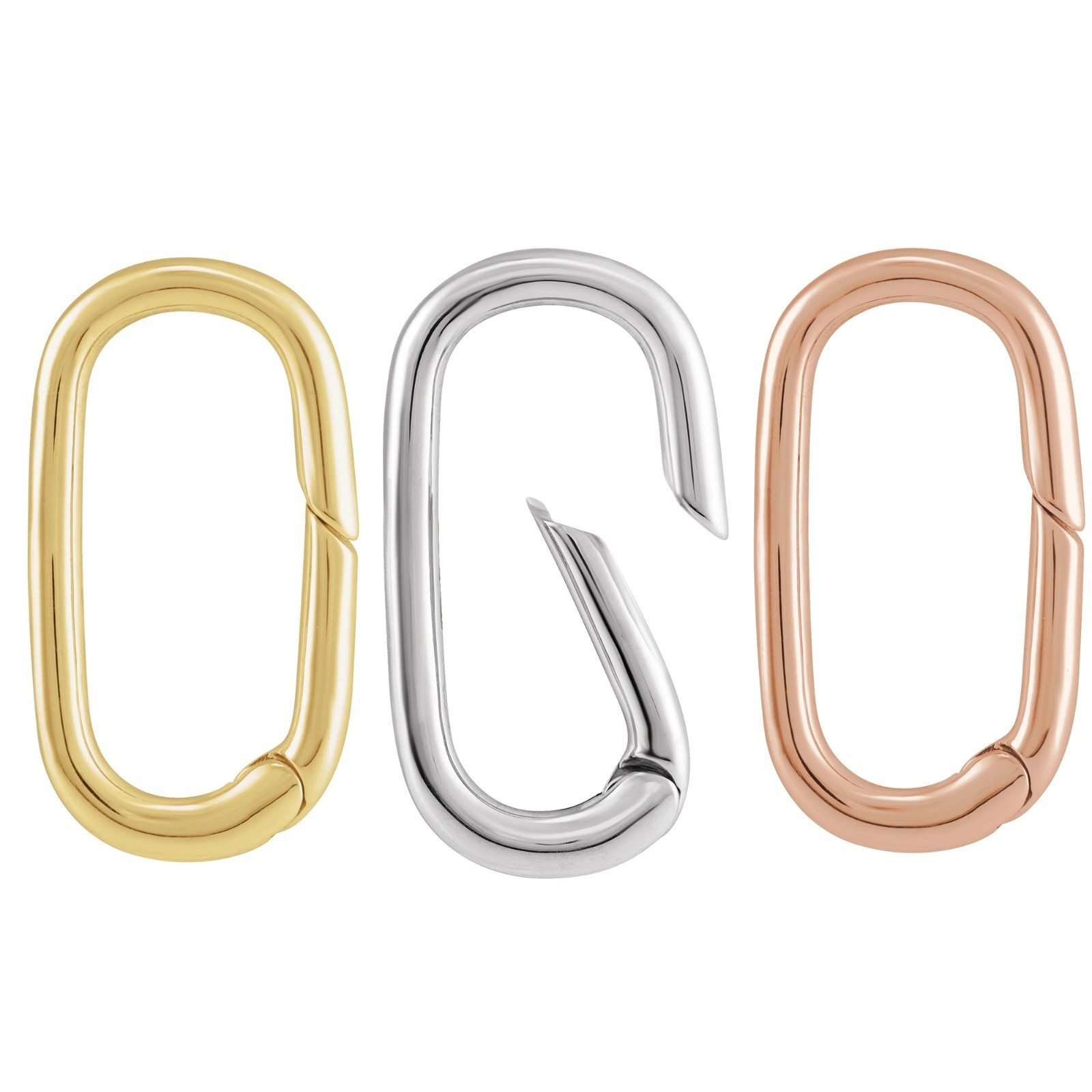10K 14K 18K Gold or Silver Hinge Charm Bail Carabiner Triggerless Pendant Hanger