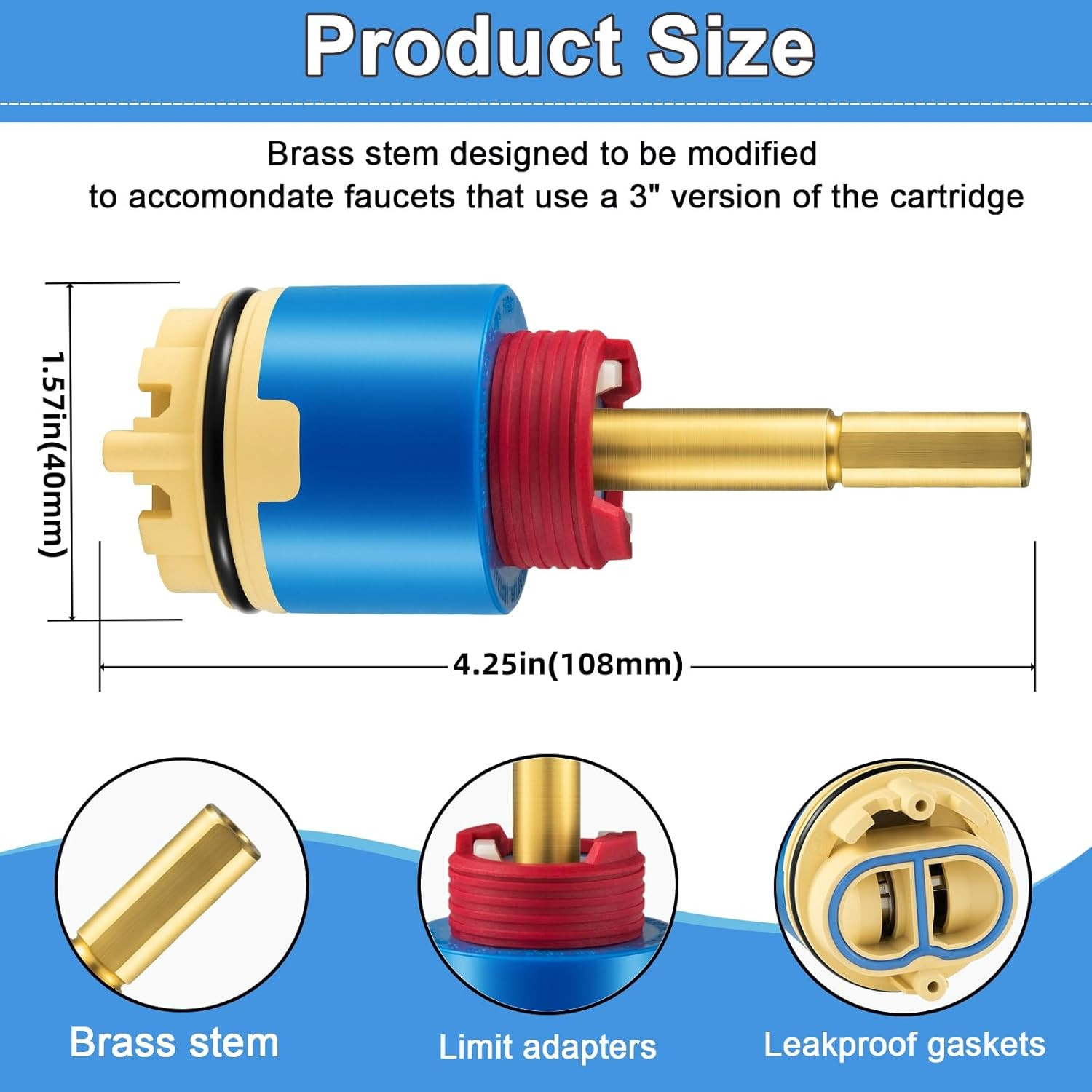 JH02BJ (HL-40) 4.25" Pressure Balance Ceramic Cartridge, Shower Cartridge Replac