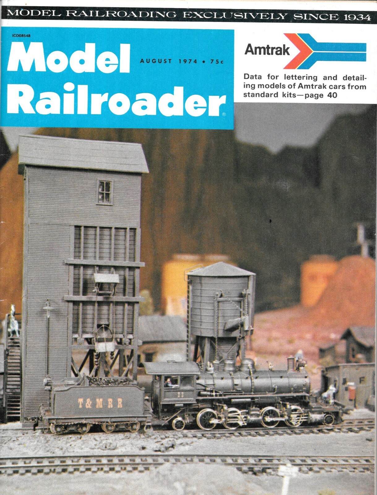 Model Railroader Magazine Aug.1974 Amtrak Passenger Cars Oak Lake Grain Elevator