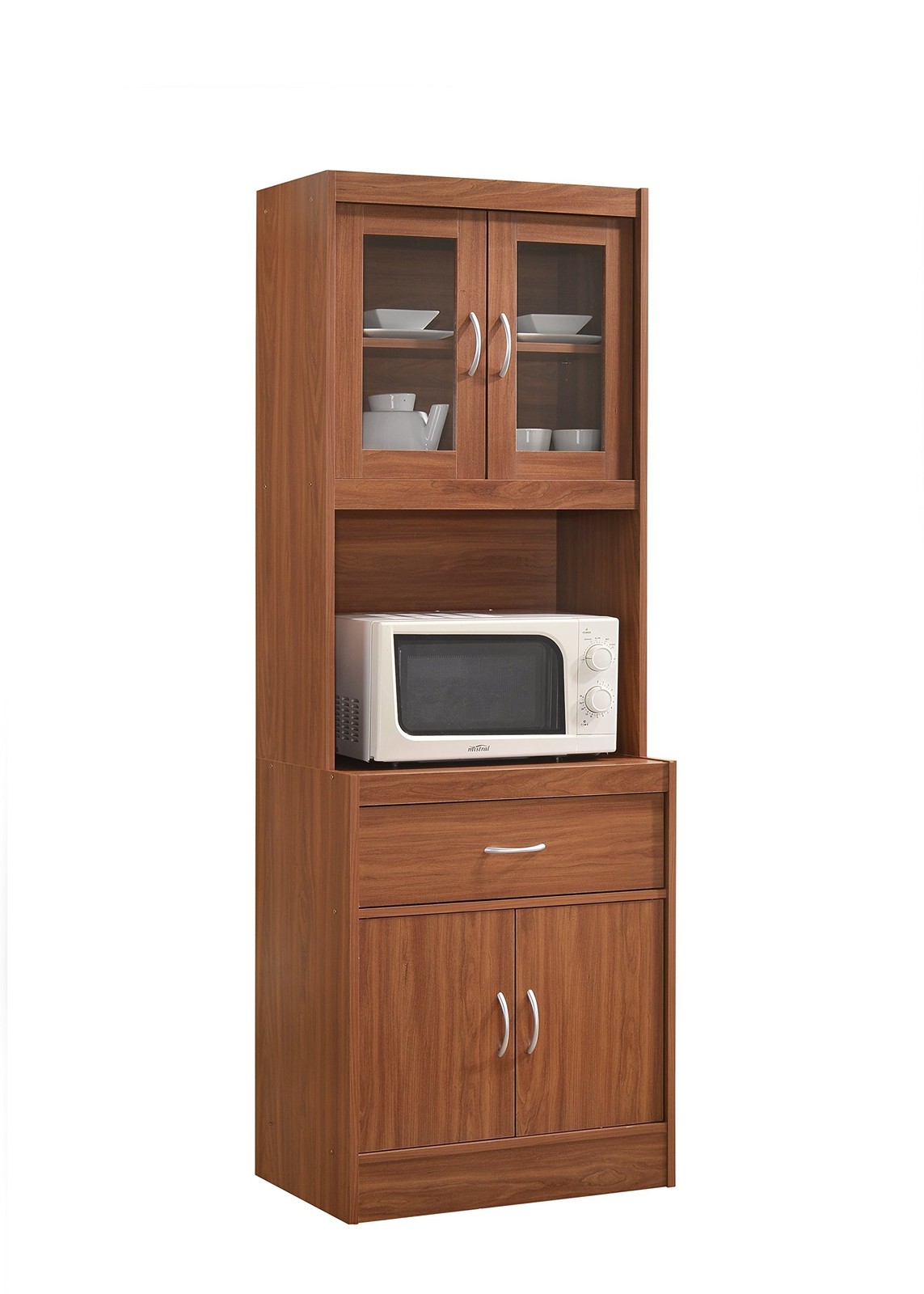 Hodedah Long Standing Kitchen Cabinet with Top & Bottom Enclosed Cabinet Spac...
