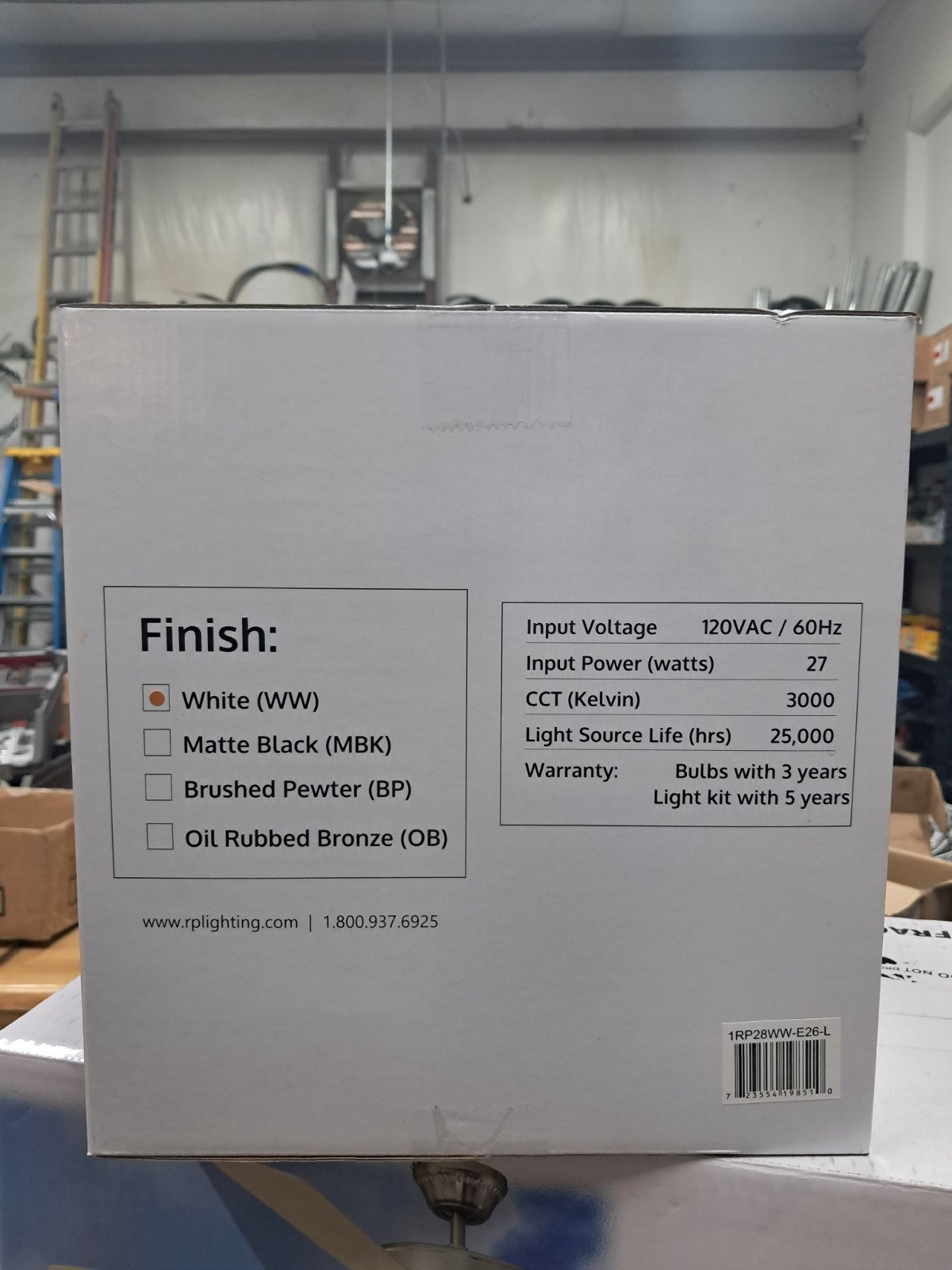 Ceiling Fan 52” + Lighting Kit RP MODEL 1052 White