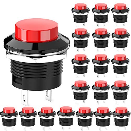 Momentary Push Button Switch Mini No Lock Round Switch AC 250V / 3A AC Red Cap