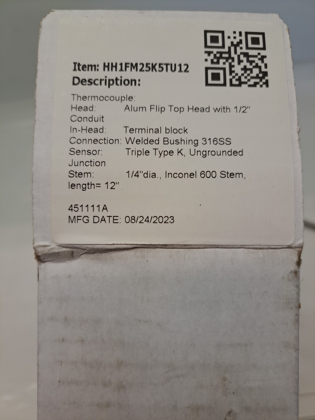 Oxidizers Type K Thermocouple NEW