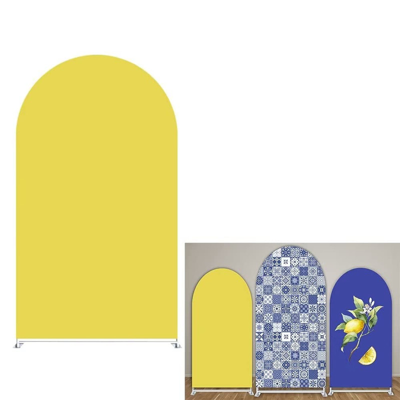 Ittsmnt Arch Backdrop Covers Solid Lemon Yellow Arched Background Stand Cover