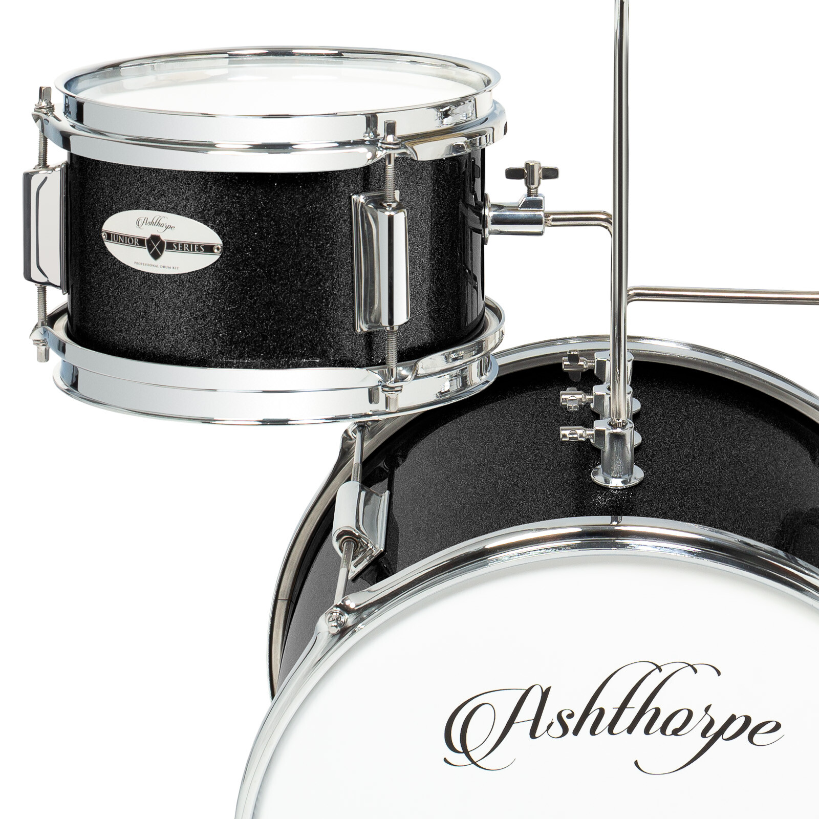 OPEN BOX - 3-Piece Junior Drum Set - Complete Mini Beginner Kit - Black