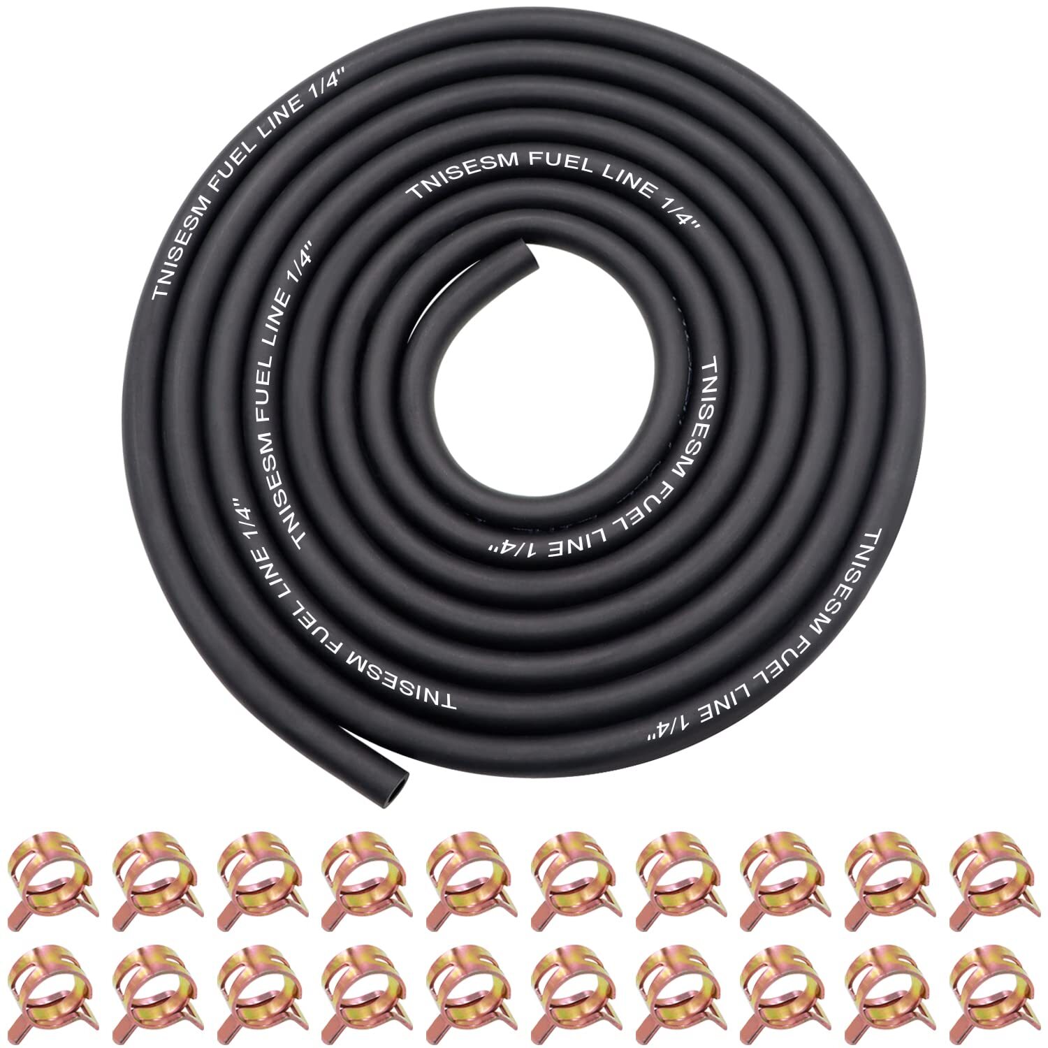 1/4 Inch ID Fuel Line Hose 10Ft + 20 Hose Clamps for Small Gas Engines-Free Ship