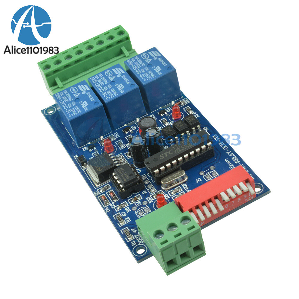 2PCS DMX512 5A 3-Channel Controlled Relay Switch Converter DMX Dimmer Relay