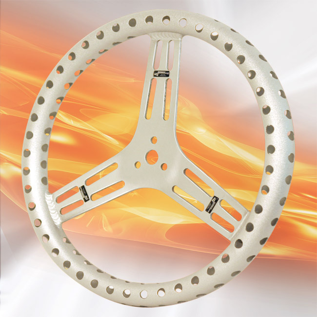FLAT UNCOATED ALUMINUM STEERING WHEEL,SPRINT CAR,15" DRILLED