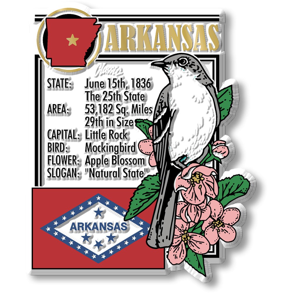 Arkansas State Montage Magnet by Classic Magnets, 2.8" x 3.4"