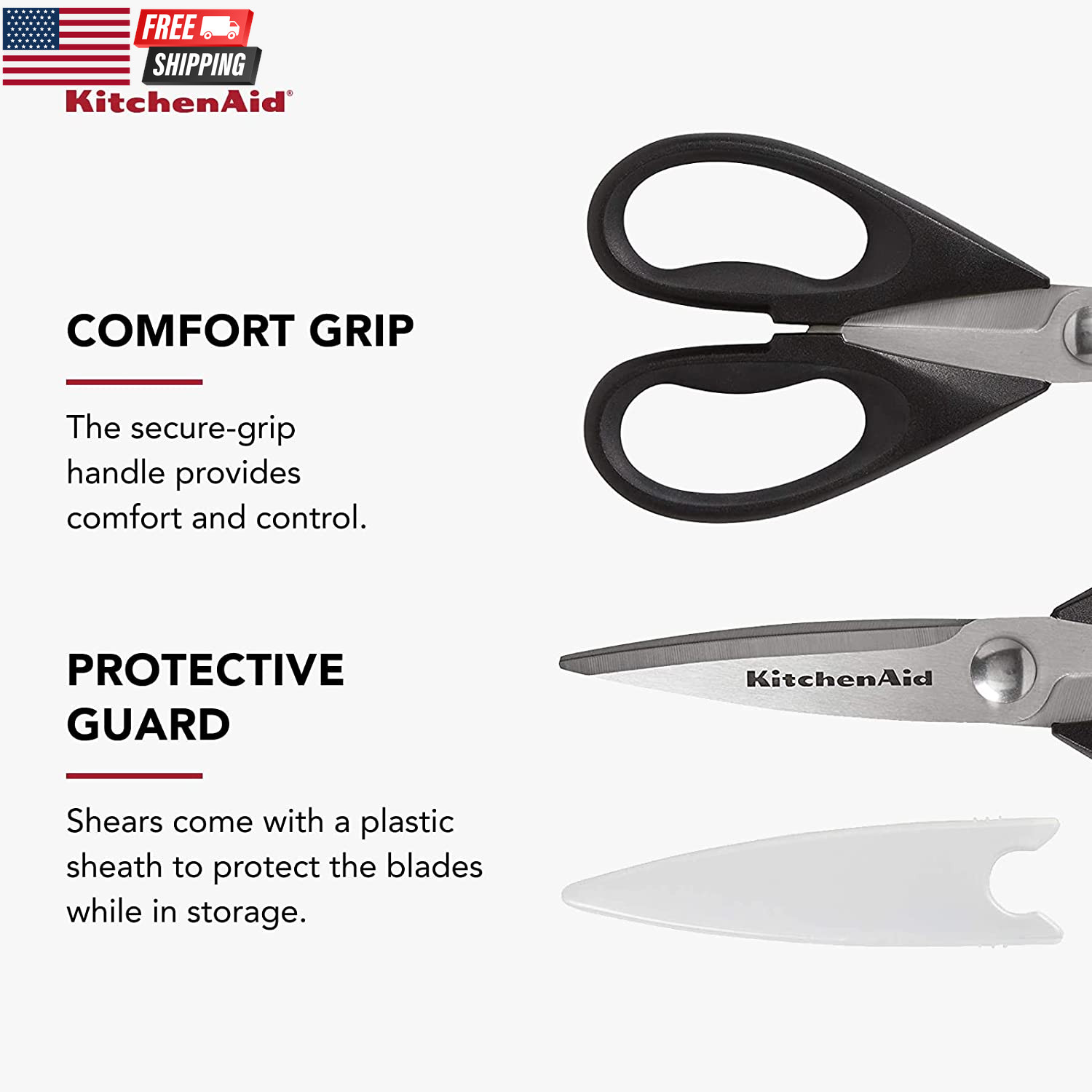 Kitchenaid All Purpose Kitchen Shears with Protective Sheath Durable Stainless S