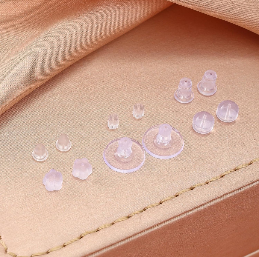 600PCS Silicone Earring Backs Clear Soft Rubber Stoppers Replacement Stud 6style